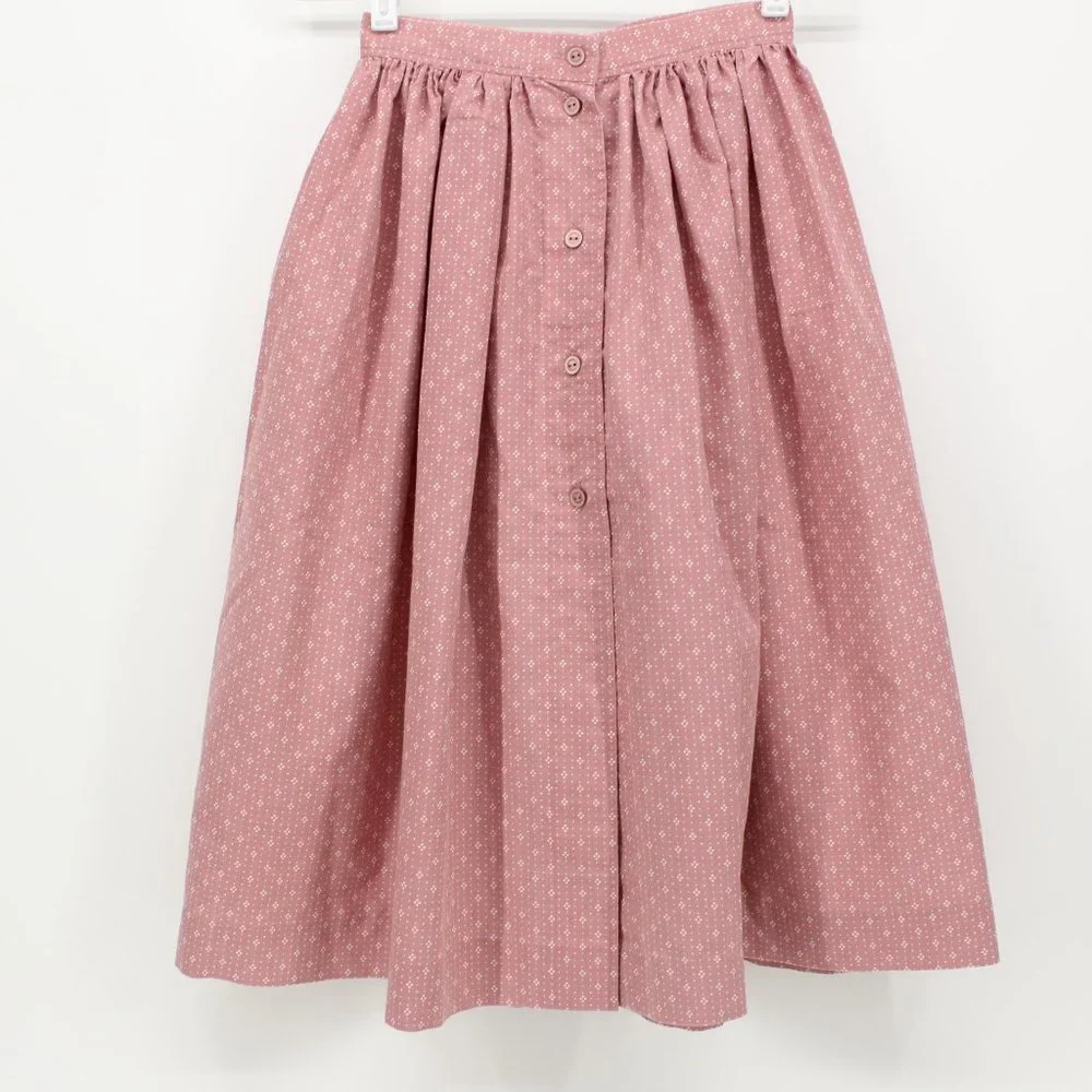 Vintage High Waist Mauve Pink Pattern Skirt - Picture 4 of 5
